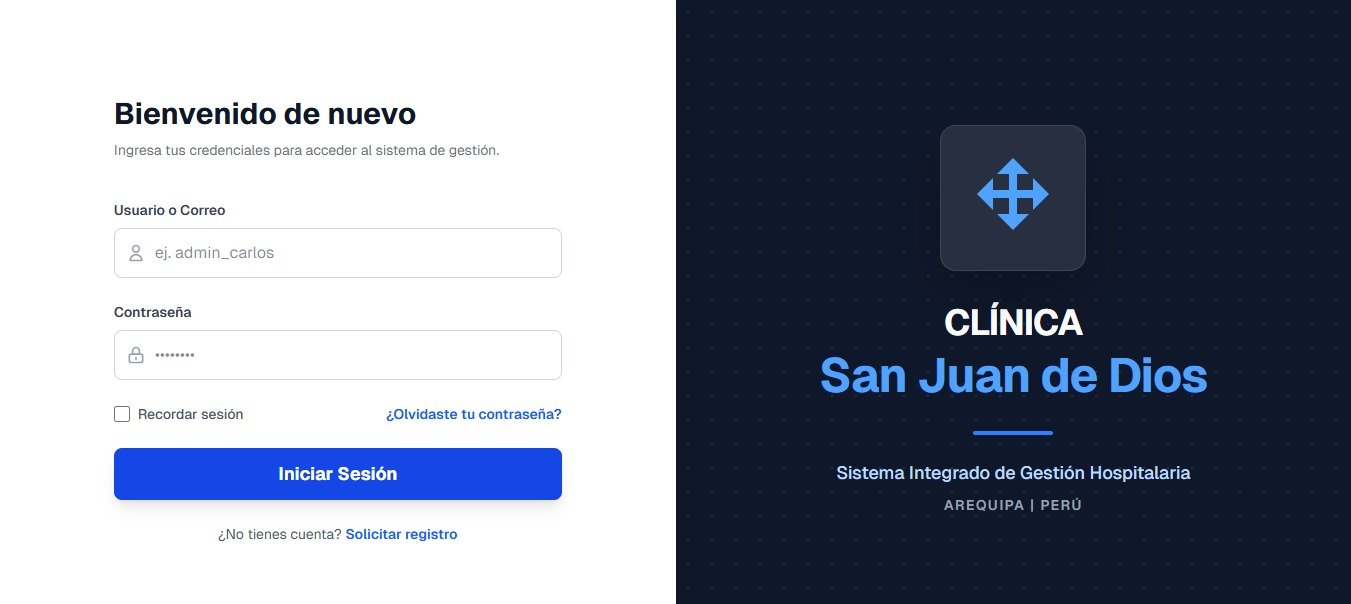 Vista previa del Login Clínica San Juan